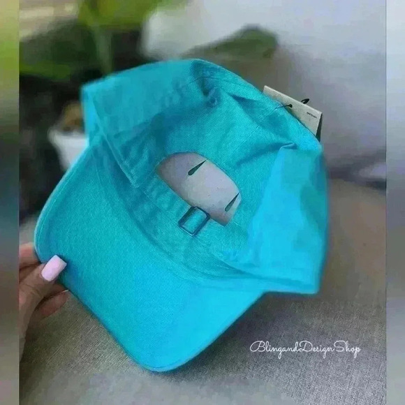 Teal Bling Nike Hat Club Unstructured Futura Cap Adjustable with Crystals NWT